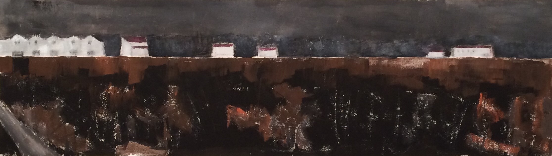 N°3166 - Vigne d'hiver à l’enclos de la Croix - Acrylique et pigments sur toile - 38 x 135 cm - 24 novembre 2016